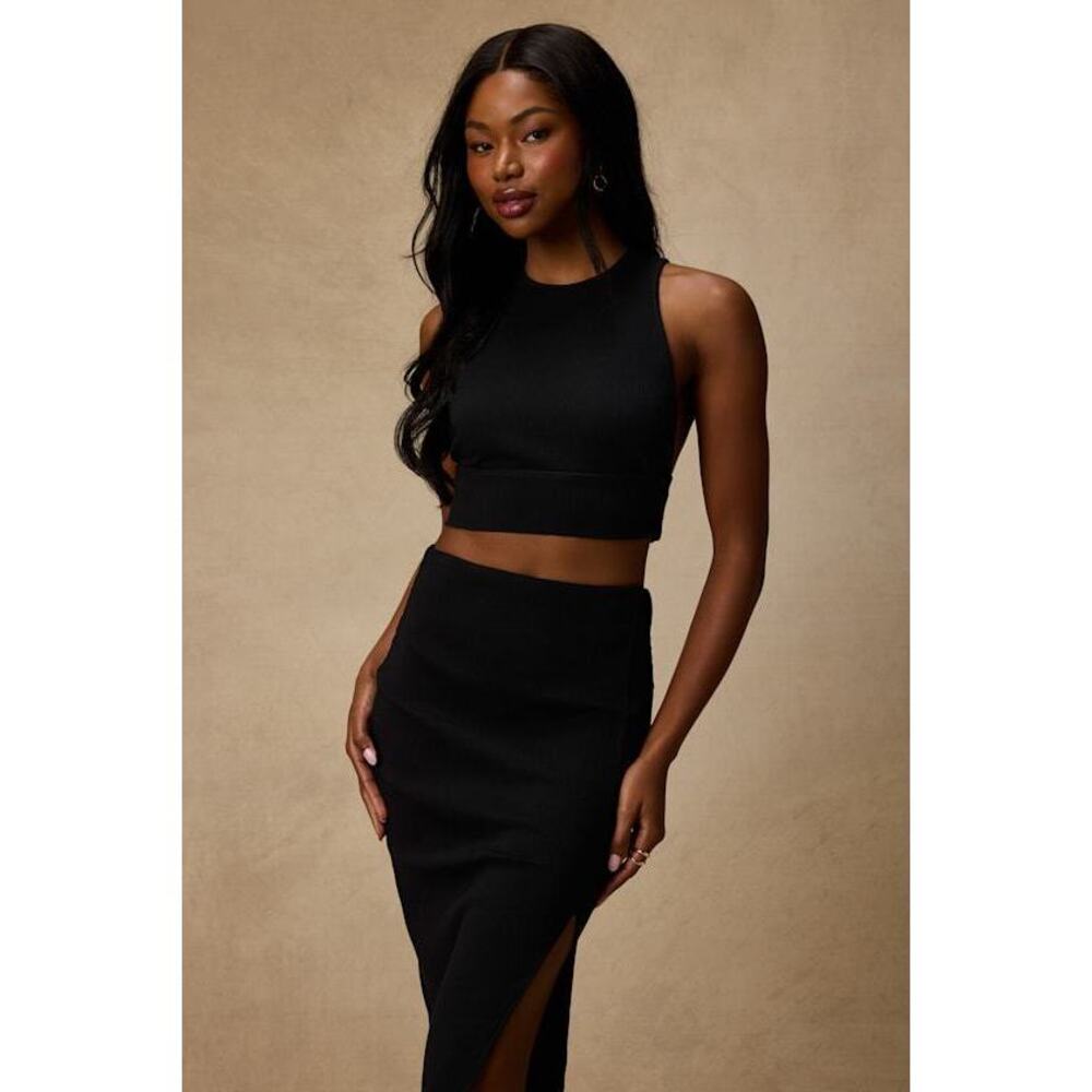 Lulus Absolute Edge Black Sleeveless Two-piece Bodycon Midi Dress - Size XS/S